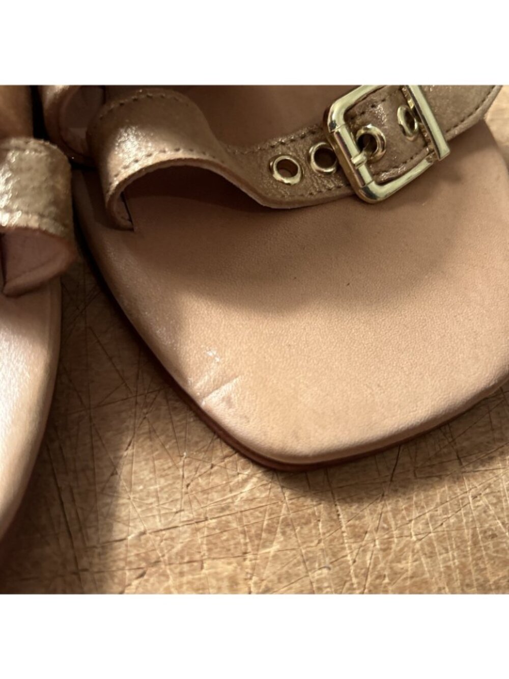 Free People Mila Minimal Sandals Womens Size 7.5 Rose Gold Leather Slip On - Picture 4 of 8